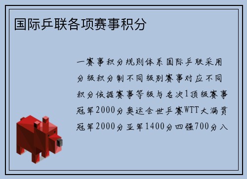 国际乒联各项赛事积分